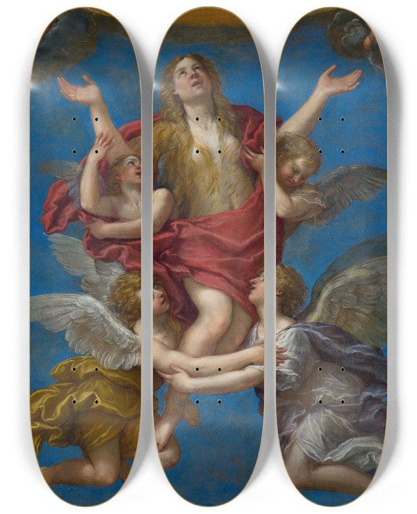 Triptych art skateboard deck of Francesco Albani The Ecstasy Of Mary Magdalene by Francesco Albani (1578-1660)