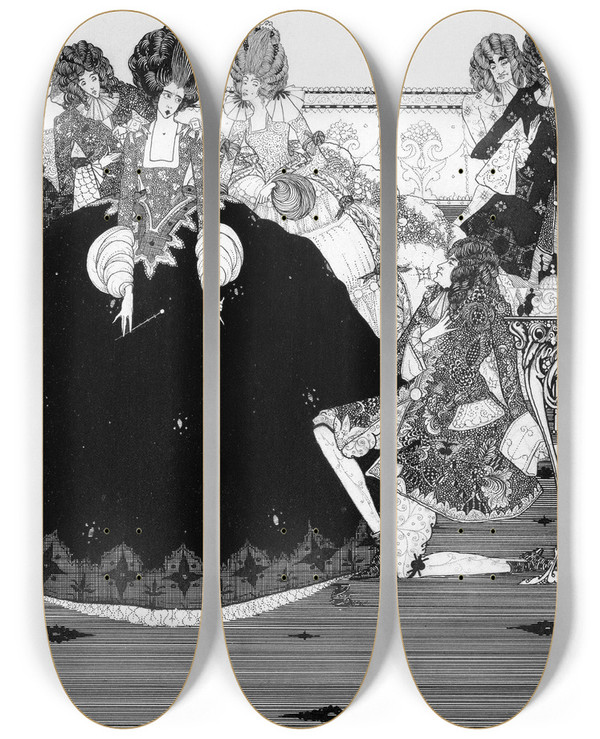 Triptych art skateboard deck of Harry Clarke He Takes The Gift With Reverence And Extends by Harry Clarke (1889-1931)