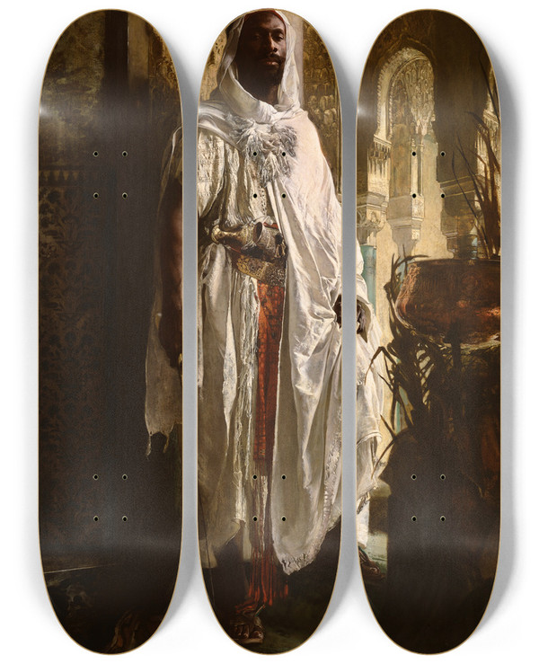 Triptych art skateboard deck of Eduard Charlemont The Moorish Chief by Eduard Charlemont (1848-1906)