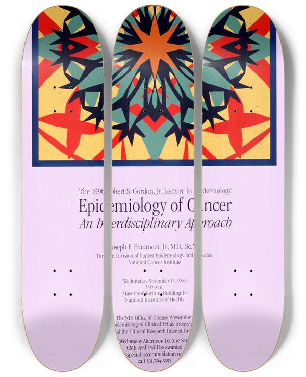 Triptych art skateboard deck of National Institutes Of Health Epidemiology Of Cancer An Interdisciplinary Approach by National Institutes Of Health (1887)