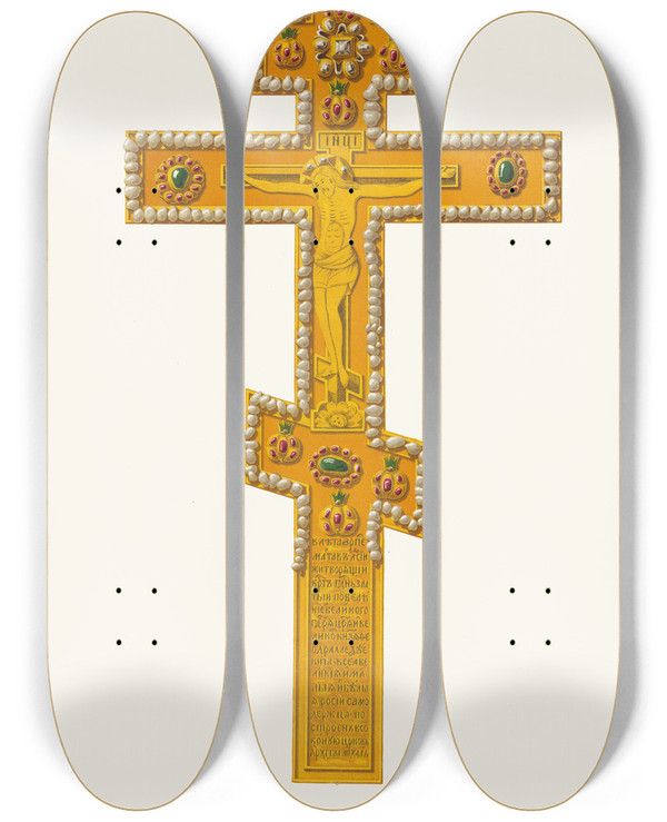 Triptych art skateboard deck of Fedor Grigoryevich Solntsev Naprestolnyi Krest Tsaria Feodora Alekseevicha Izobrazhenie 1 by Fedor Grigoryevich Solntsev (1801-1892)