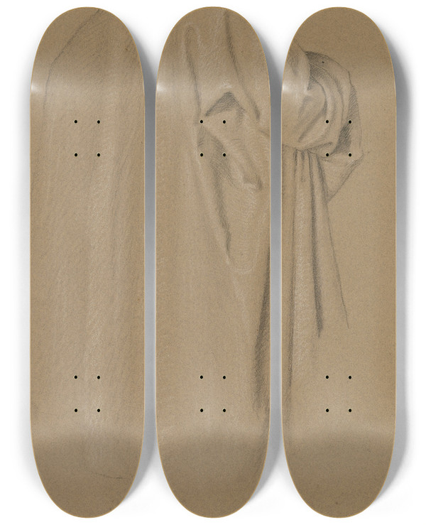 Triptych art skateboard deck of Carl Barth Figure Wearing A Coat by Carl Barth (1787-1853)