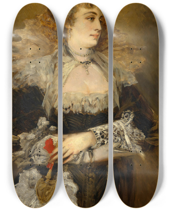 Triptych art skateboard deck of Hans Makart Hanna Klinkosch by Hans Makart (1840-1884)