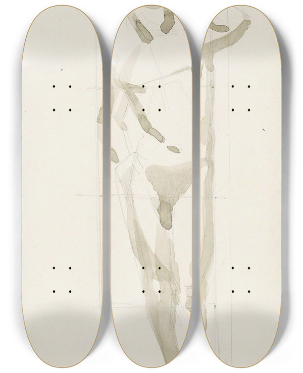 Triptych art skateboard deck of Reijer Stolk Staande Naakte Man_2 by Reijer Stolk (1896-1945)