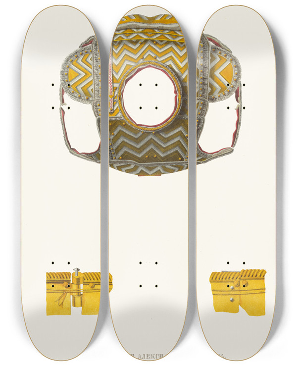 Triptych art skateboard deck of Fedor Grigoryevich Solntsev Stanovoi Kaftan Izobrazhenie 3 by Fedor Grigoryevich Solntsev (1801-1892)