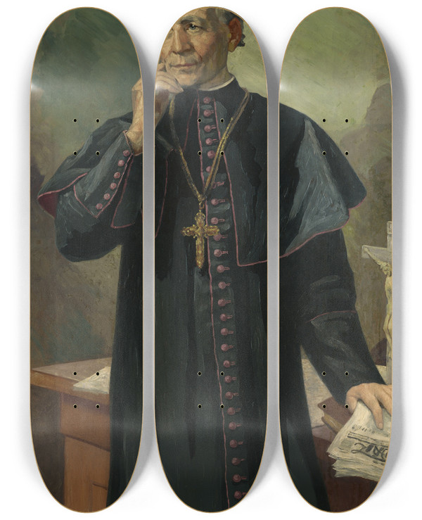 Triptych art skateboard deck of Jozef Hanula Andrej Hlinka by Jozef Hanula (1863-1944)
