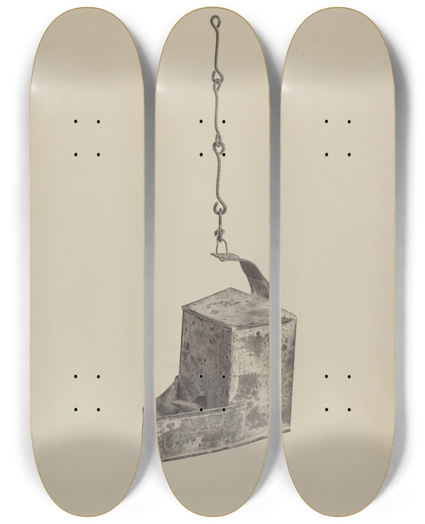 Triptych art skateboard deck of Amelia Tuccio Betty Lamp by Amelia Tuccio (20-)