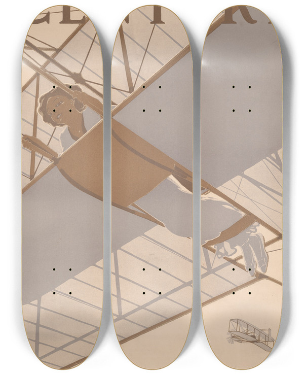 Triptych art skateboard deck of Robert Wildhack Century For May by Robert Wildhack (1881-1940)