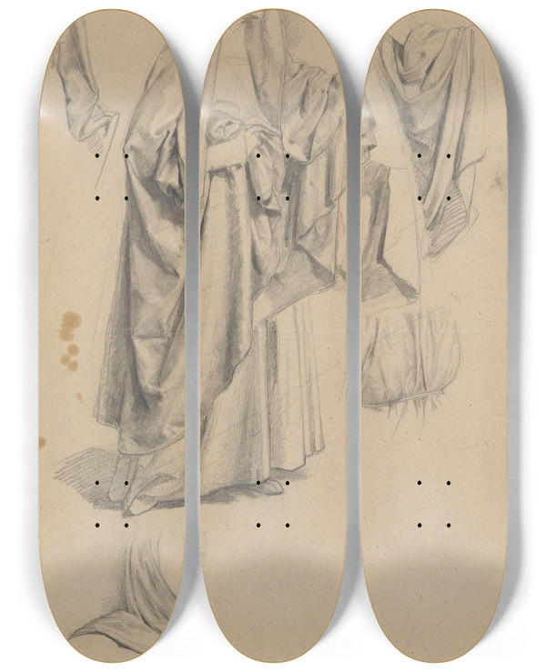 Triptych art skateboard deck of Jzef Simmler Study Of The Figure Of The Virgin Mary For The Painting Three Marys by Jozef Simmler (1823-1868)
