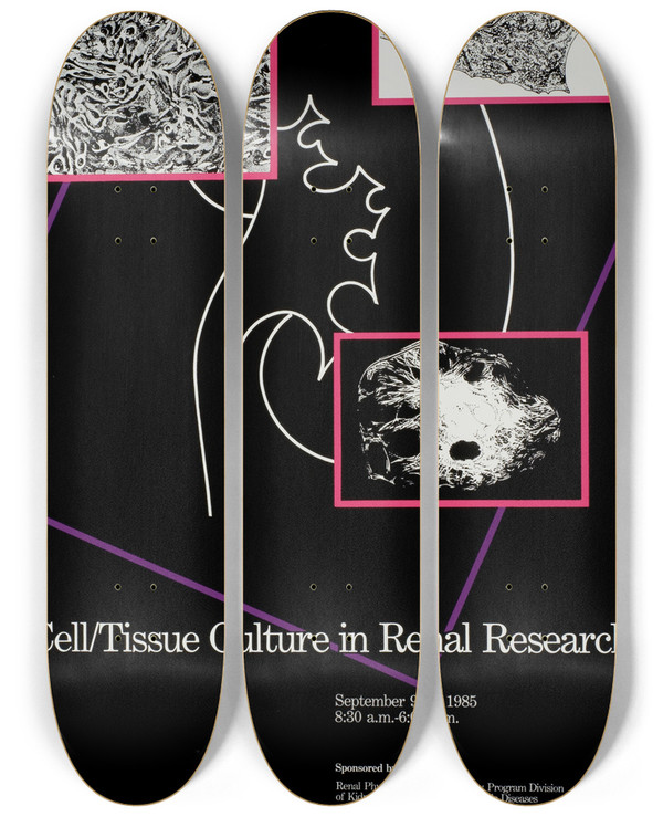 Triptych art skateboard deck of National Institutes Of Health Cell Tissue Culture In Renal Research by National Institutes Of Health (1887)