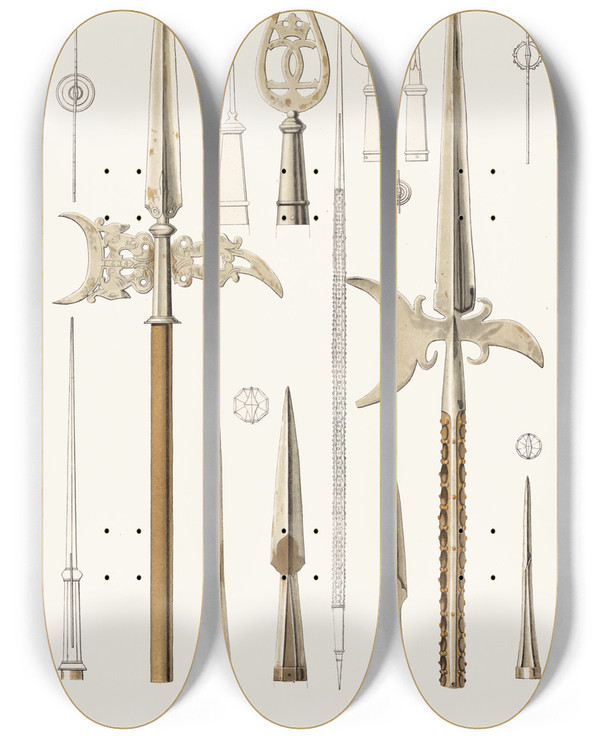 Triptych art skateboard deck of Fedor Grigoryevich Solntsev Alebardy I Kopia by Fedor Grigoryevich Solntsev (1801-1892)