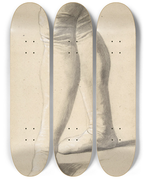 Triptych art skateboard deck of Romain Cazes Study Of Legs_2 by Romain Cazes (1810-1881)