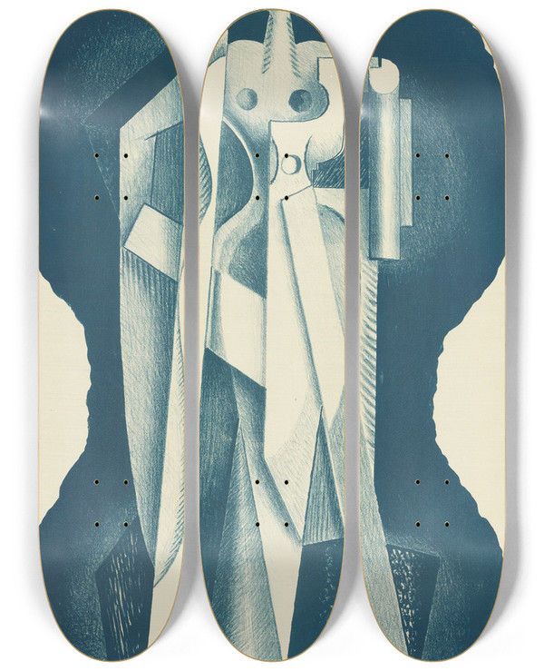 Triptych art skateboard deck of After Auguste Rodin Abstract_3 by After Auguste Rodin (1840-1917)