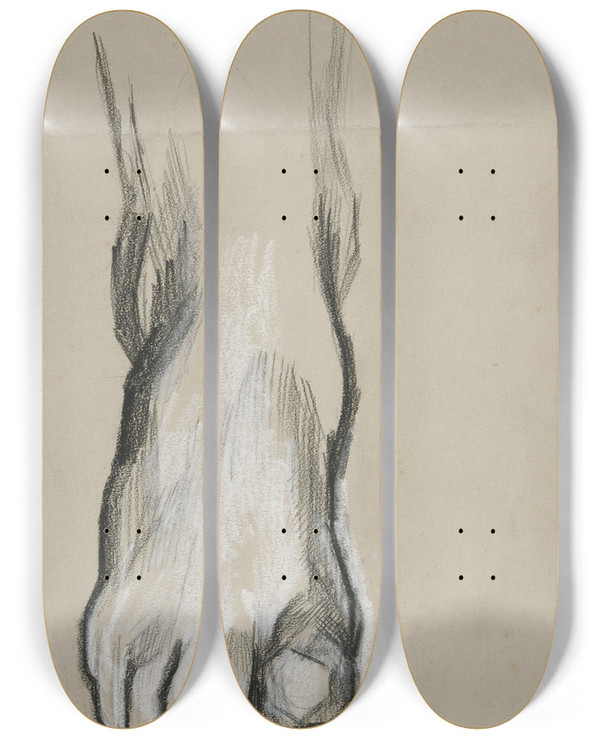 Triptych art skateboard deck of Edwin Austin Abbey Sketch Of Afoot Ii by Edwin Austin Abbey (1852-1911)