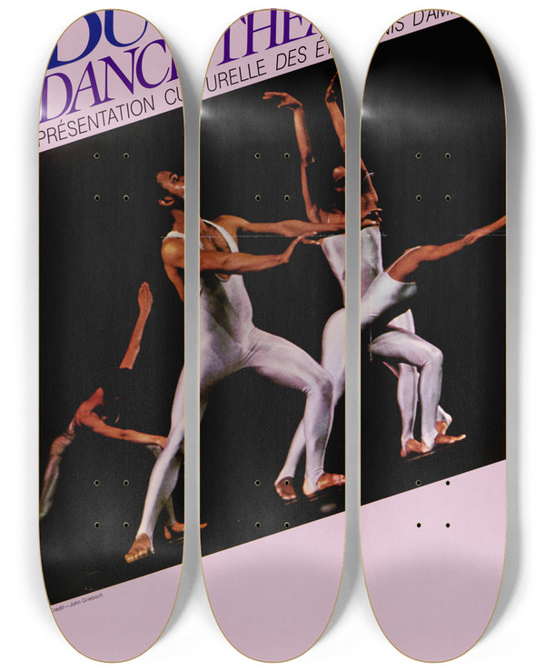 Triptych art skateboard deck of Us Information Agency Bucket Dance Theatre by U S Information Agency (1953-1999)
