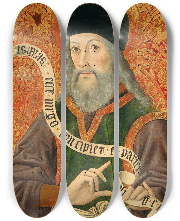 Triptych art skateboard deck of Swabian School The Prophet Isaiah by Swabian School