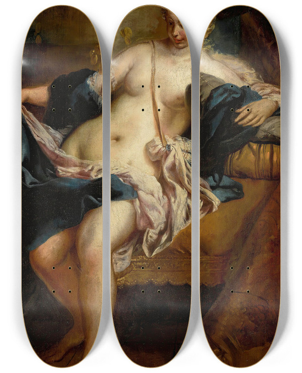 Triptych art skateboard deck of Giovanni Antonio Guardi Dana by Giovanni Antonio Guardi (1699-1766)
