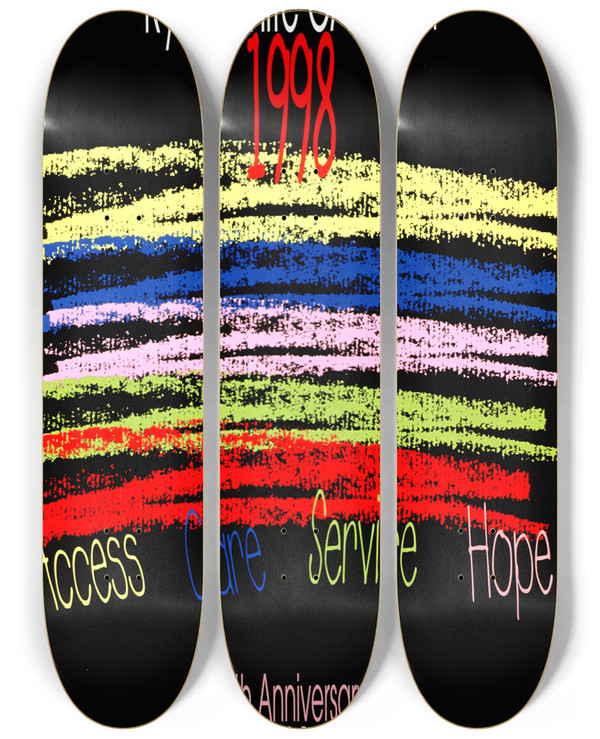 Triptych art skateboard deck of National Institutes Of Health Ryan White Care Act 1998 by National Institutes Of Health (1887)