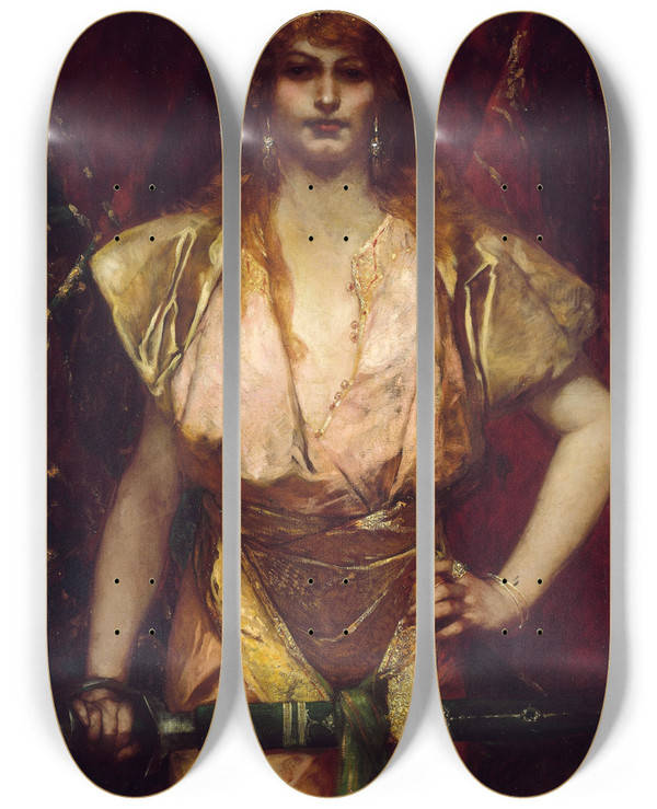 Triptych art skateboard deck of Jeanjosephbenjamin Constant Judith_1 by Jean-Joseph-Benjamin Constant (1845-1902)