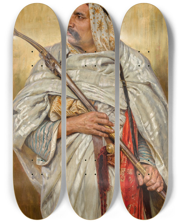 Triptych art skateboard deck of Otto Pilny The Sheikh by Otto Pilny (1866-1936)