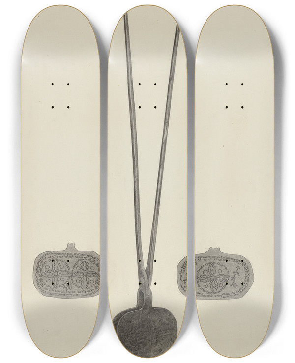 Triptych art skateboard deck of Benjamin Resnick Wafer Iron by Benjamin Resnick