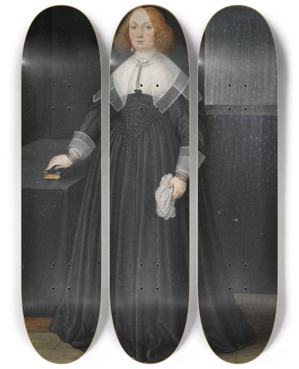 Triptych art skateboard deck of Friedrich Brentel Bildnis Ester Grfin Von Leiningenwesterburg by Friedrich Brentel (1580-1651)