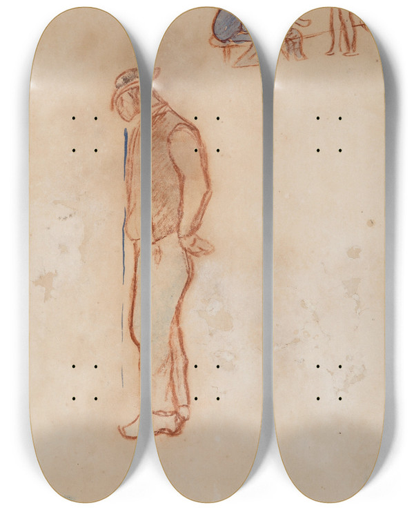 Triptych art skateboard deck of Paul Gauguin Paysan Breton by Paul Gauguin (1848-1903)