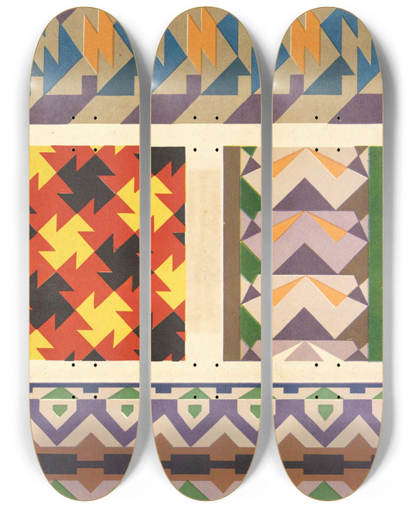 Triptych art skateboard deck of Mizuki Heitaro Abstract Pattern Portfolio Pl20 by Mizuki Heitaro (20-)
