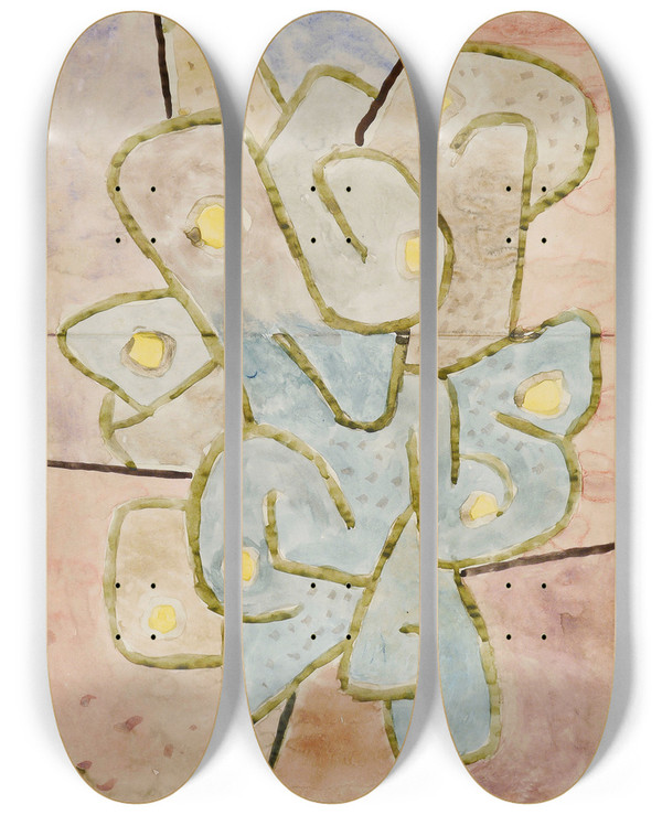 Triptych art skateboard deck of Paul Klee Der Sauerbaum by Paul Klee (1879-1940)