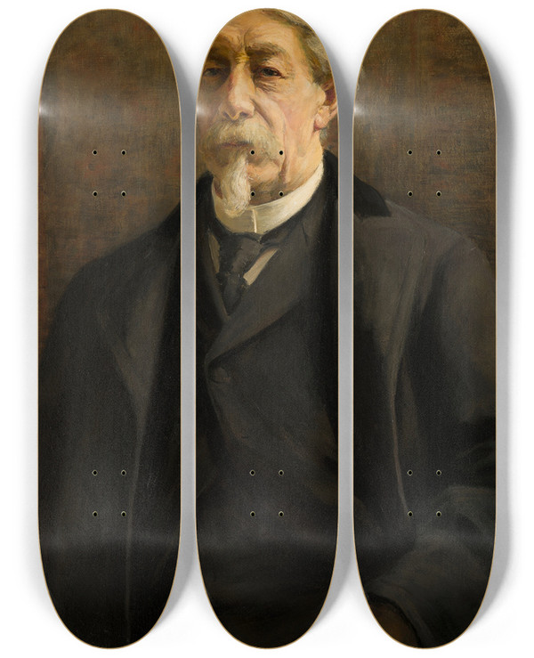 Triptych art skateboard deck of Elisabeth Frederica Kruseman Van Elten Portrait Of Hendrik Dirk Kruseman Van Elten 18291904 by Elisabeth Frederica Kruseman Van Elten