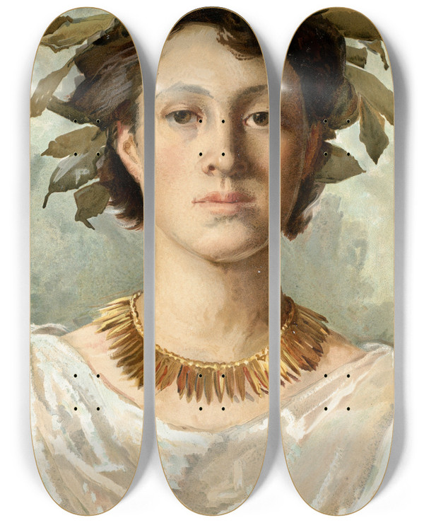 Triptych art skateboard deck of Louis Prang Young Roman by Louis Prang (1824-1909)