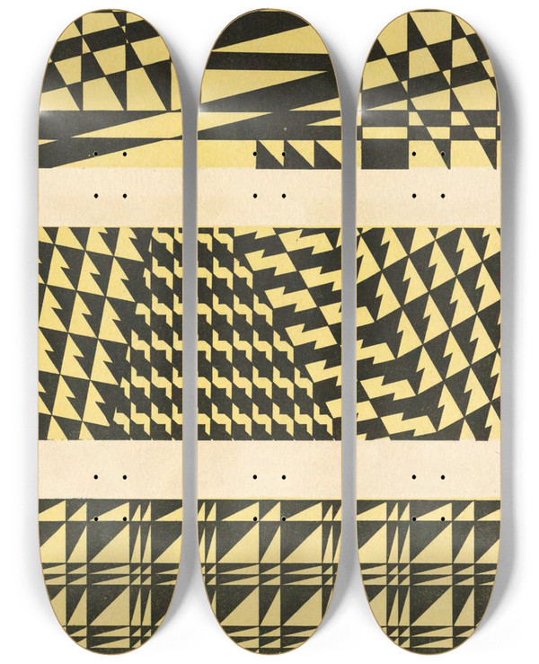 Triptych art skateboard deck of Mizuki Heitaro Abstract Pattern Portfolio Pl08 by Mizuki Heitaro (20-)