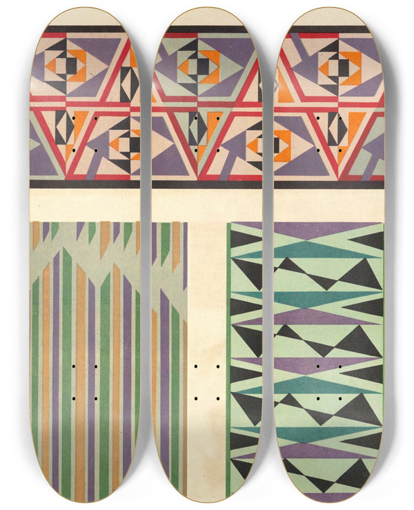 Triptych art skateboard deck of Mizuki Heitaro Abstract Pattern Portfolio Pl14 by Mizuki Heitaro (20-)