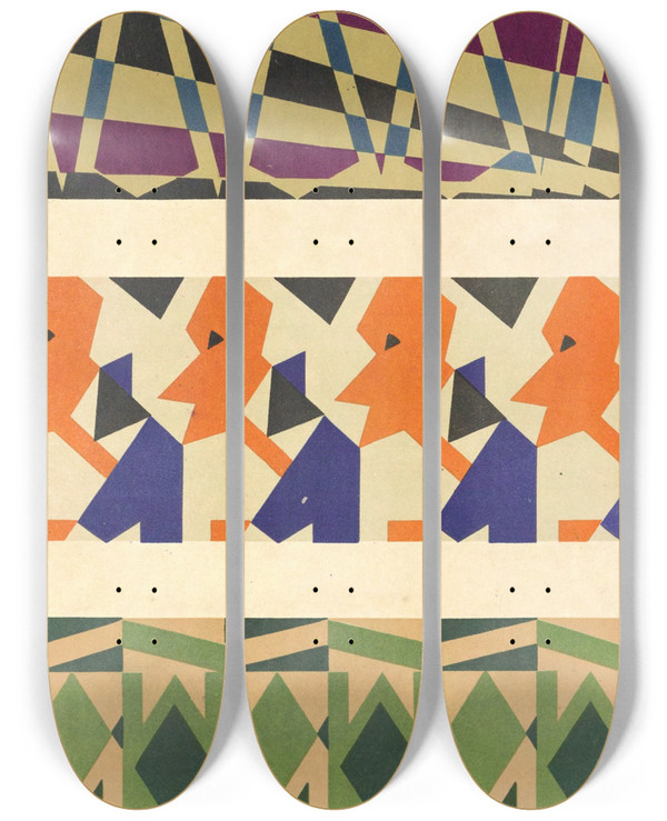Triptych art skateboard deck of Mizuki Heitaro Abstract Pattern Portfolio Pl25 by Mizuki Heitaro (20-)
