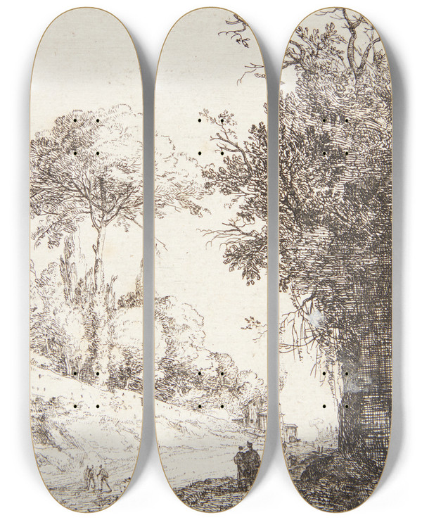 Triptych art skateboard deck of Bartholomeus Breenbergh Del Af Via Flaminia Nr Rom by Bartholomeus Breenbergh (1598-1657)