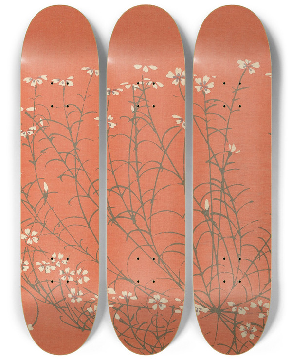 Triptych art skateboard deck of Ogino Issui Y Sketchbook Y Manga Pl34 by Ogino Issui (1900-1910)