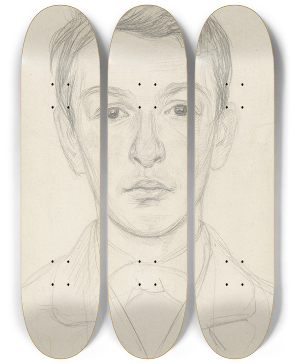 Triptych art skateboard deck of Jan Veth Portret Van Een Jongen by Jan Veth (1864-1925)