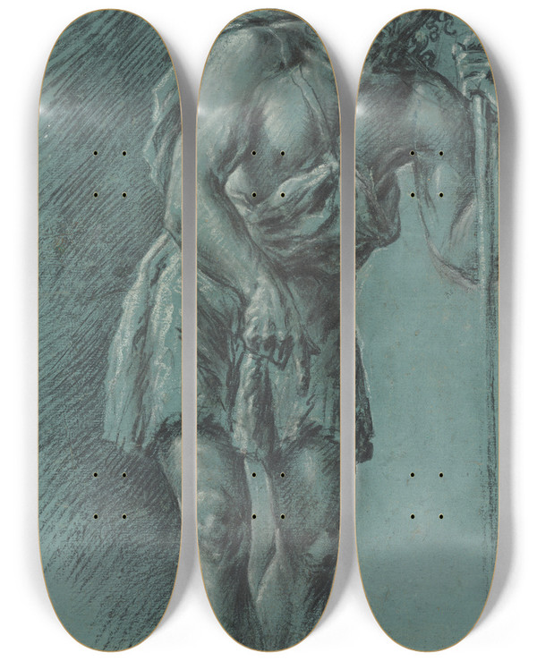 Triptych art skateboard deck of Juan Conchillos Falc Saint John The Baptist by Juan Conchillos Falco (1641-1711)