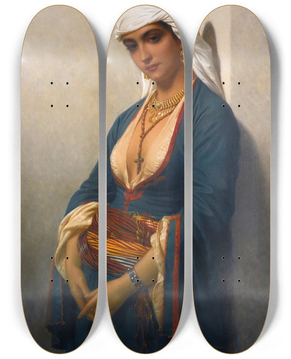 Triptych art skateboard deck of Mile Vernetlecomte La Fidle by mile Vernet-Lecomte (1821-1900)