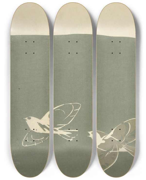 Triptych art skateboard deck of Ogino Issui Y Sketchbook Y Manga Pl49 by Ogino Issui (1900-1910)