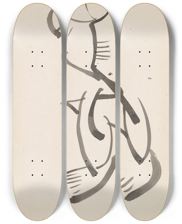 Triptych art skateboard deck of Henri Gaudierbrzeska Study For A Figural Sculpture by Henri Gaudier-Brzeska (1891-1915)