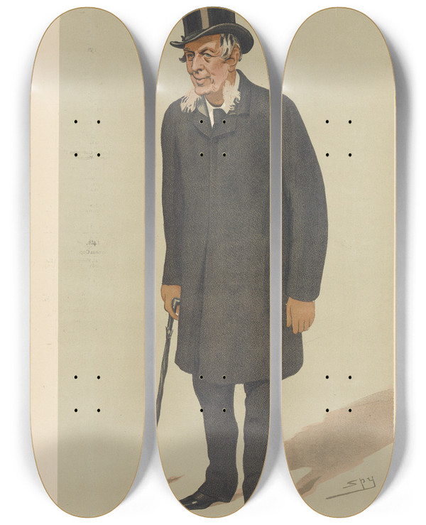 Triptych art skateboard deck of Leslie Matthew Ward Politicians The Cape Of Good Hope Sir Henry Barkly July 9 1887 by Leslie Matthew Ward (1851-1922)