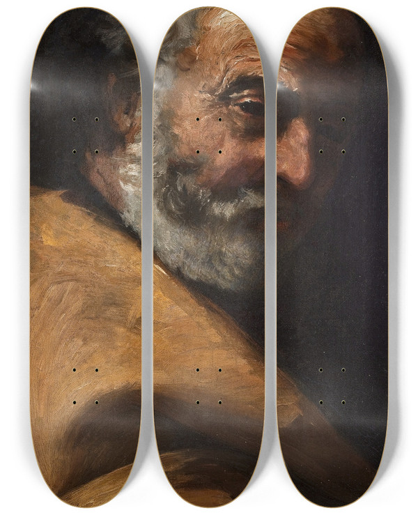Triptych art skateboard deck of Eliseu Visconti Retrato De Ancio by Eliseu Visconti (1866-1944)