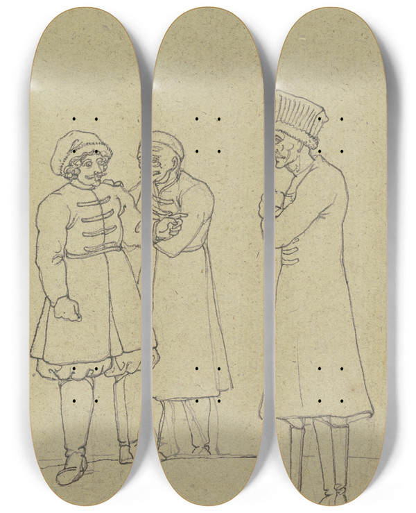 Triptych art skateboard deck of Franz Pforr Three Poles by Franz Pforr (1788-1812)