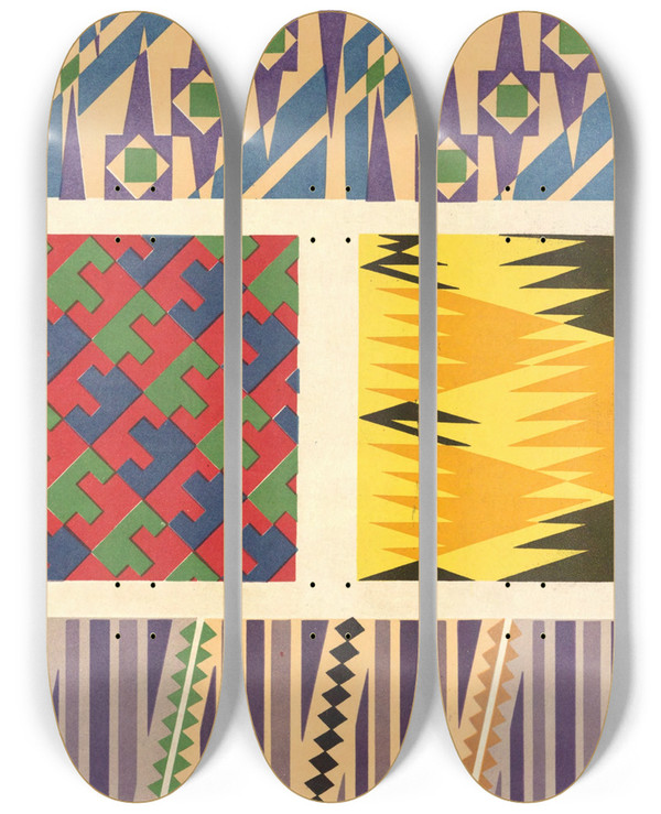 Triptych art skateboard deck of Mizuki Heitaro Abstract Pattern Portfolio Pl12 by Mizuki Heitaro (20-)