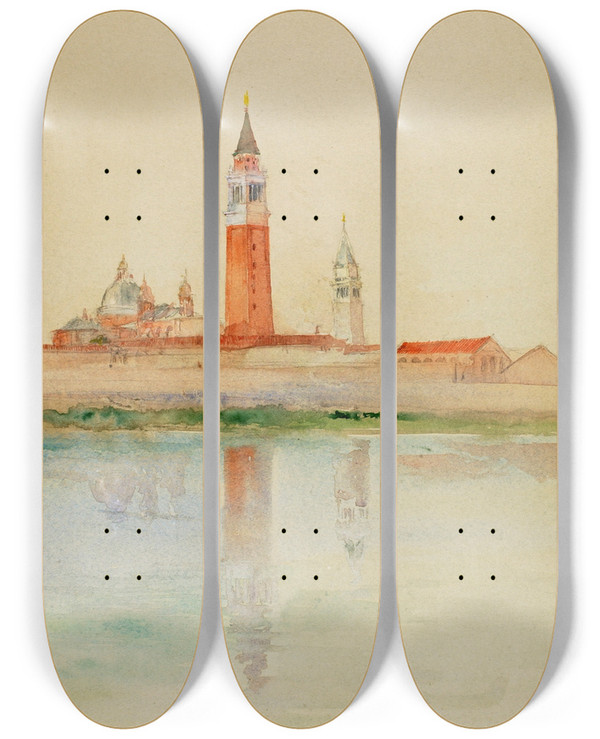 Triptych art skateboard deck of Cass Gilbert San Giorgio Maggiore Venice by Cass Gilbert (1859-1934)