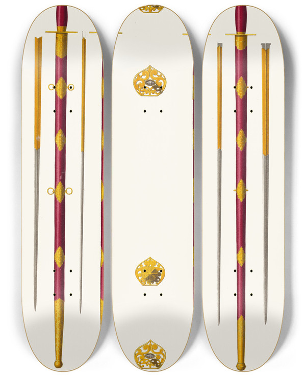 Triptych art skateboard deck of Fedor Grigoryevich Solntsev Konchary by Fedor Grigoryevich Solntsev (1801-1892)