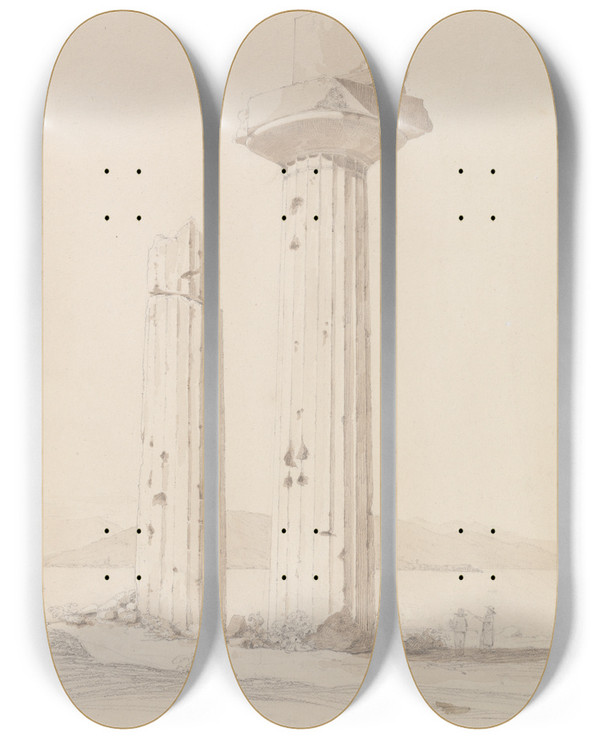 Triptych art skateboard deck of John Foster Columns In The Island Of Aegina Temple Of Venus by John Foster