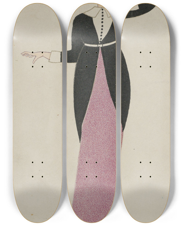 Triptych art skateboard deck of Otto Friedrich Carl Lendecke Fashion Mode 9 by Otto Friedrich Carl Lendecke (1886-1918)