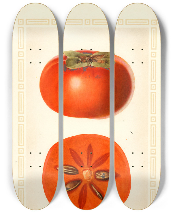 Triptych art skateboard deck of Royal Charles Steadman Diospyros Fuyu by Royal Charles Steadman (1875-1964)